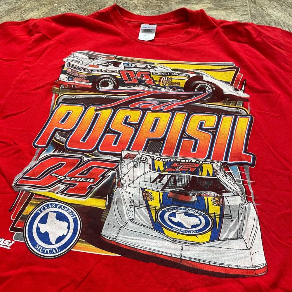 Tad Pospisil 04 Racing T Shirt Mens XL Red Dirt Late Model Graphic Tee Gildan